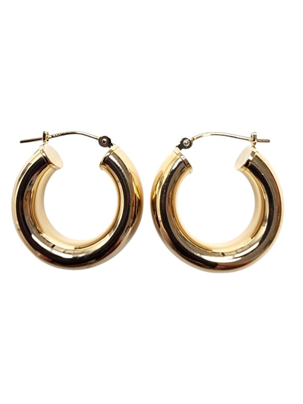 14K Yellow Gold Wide Huggie Hoop Earrings #25516